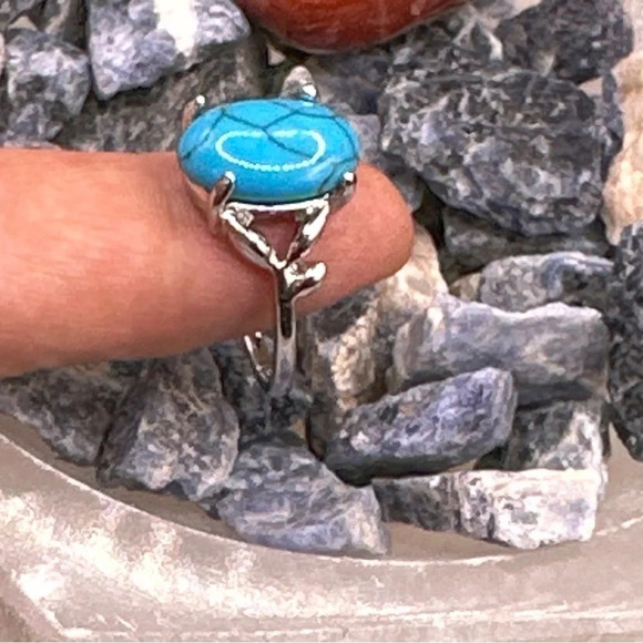 Western turquoise and silver gem ring - Picture 2 of 4